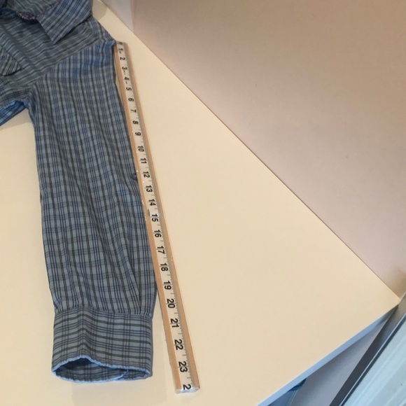 Laura Scott Checkered Button Up Roll Tab Sleeves Top Small - Picture 6 of 8